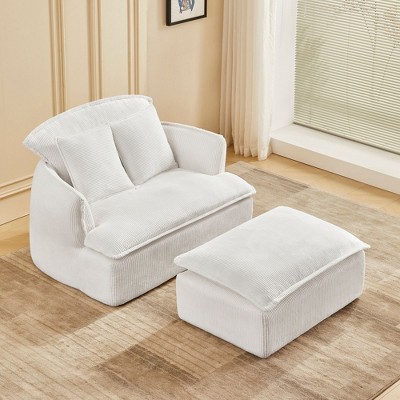 CAVINAS Recliner Single Seat Upholstered Lounge Chair Sofa Modern Design Accent Sofa with Ottoman for Living Room
