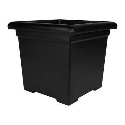 The HC Companies 15.5" Accent Square Plant Pot with Drainage, Classic Planters for Indoor & Outdoors Plants, Lightweight & Resists Sun Fading, Black