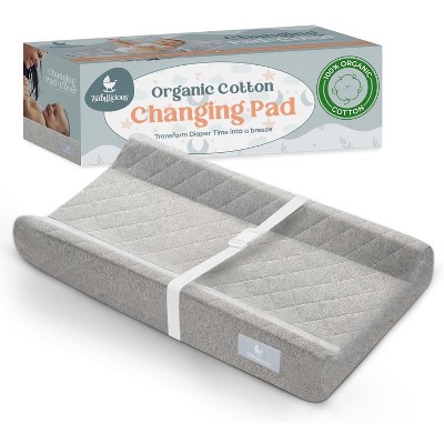 Organic Cotton Changing Pad – Waterproof Non-Slip with Removable Washable Cover | Standard Size Baby Changing Pad for Dressers