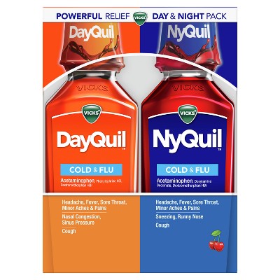 Vicks DayQuil & NyQuil Cold & Flu Medicine Liquid - Cherry - 24 fl oz