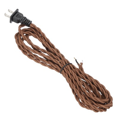 Unique Bargains Extension DIY Repairing Twisted Cloth Covered Lamp Wire with Plug 18 AWG