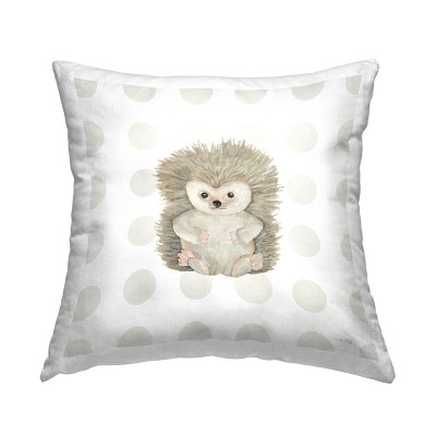 1pc 18"x18" Stupell Industries Hedgehog on Dots Square Kids' Throw Pillow Tan