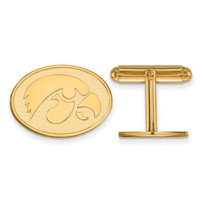 Black Bow Jewelry 14k Yellow Gold Plated Sterling Silver Iowa Hawkeyes NCAA Cuff Links