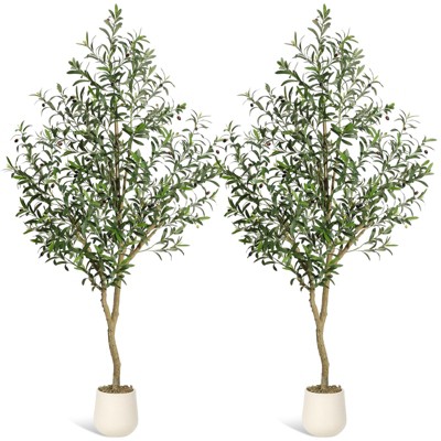 ODK Olive Trees Artificial Indoor, Faux Silk Plant, Artificial Plants with Natural Wood Trunk and Lifelike Fruits for Home Office Decor