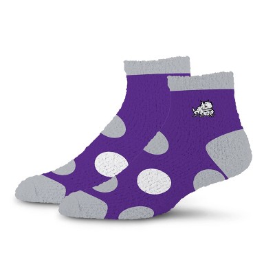 NCAA Texas Christian Horned Frogs Big Dot Fuzzy Sleep Soft Socks: Polka Dot Knit Ankle