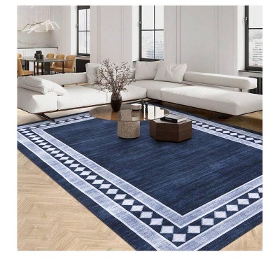 Brown-2*6 feet  Contemporary Machine Washable Area Rug Modern Geometric Floor Cover Non Slip Stylish  Bordered Accent Carpet Stain Resistant Low Pile