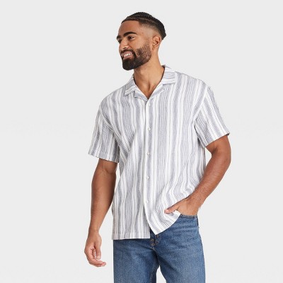 Men's Short Sleeve Slub Camp Button-Down Shirt - Goodfellow & Co™