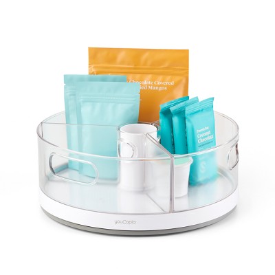 YouCopia Crazy Susan 11" Turntable with Bins: Rotating Kitchen Organizer, Multi-Compartments, Non-Slip, Freestanding