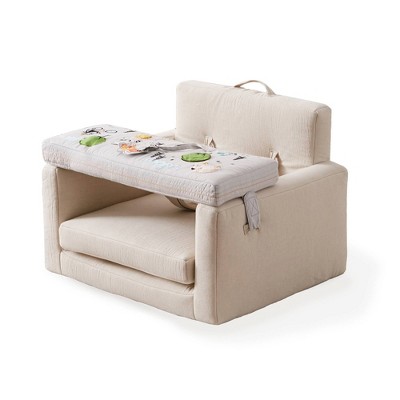 Wonder & Wise Rolling Along Square Chair: Infant Positioning Seat with Carry Handle, Solid Pattern, Cotton-Polyester