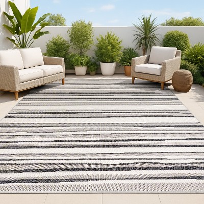 Castara Wavy Stripe Modern Indoor/Outdoor Area Rug - JONATHAN Y