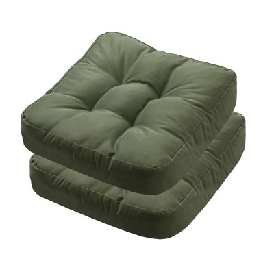 ChicFurnit 2PCS Seat Cushion Square Size Premium Soft Cotton Filling Non Slip Design Comfortable Durable for Living Room, Dark Green, 17.8"*17.8"*4.4"