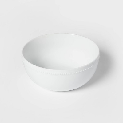 128oz Ceramic Beaded Serving Bowl White - Threshold™: Large Round Porcelain, Microwave & Dishwasher Safe, Traditional Style
