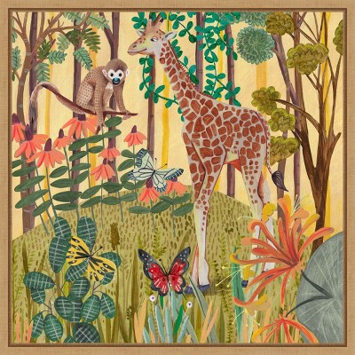 Amanti Art Giraffe in nature by Caroline Bonne Muller Framed Canvas Wall Art