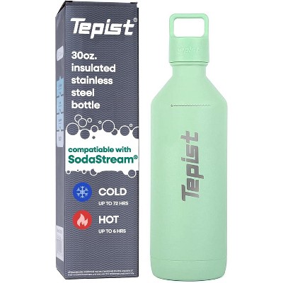 Tepist Twenty0 30 oz Stainless Steel Reusable Bottle Compatible with SodaStream Machines Double Walled, Vacuum Sealed, Leak Proof