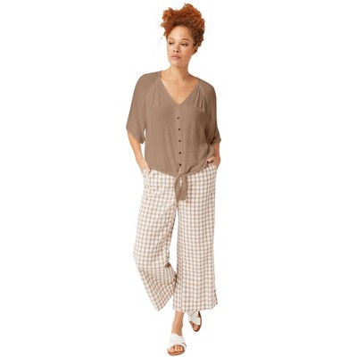 ellos Crinkle Tie-Front Blouse