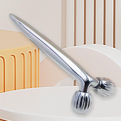 Evo Bytes Skinsculpt Massaging Beauty Roller Tool 3D Face Roller Metal Facial Massager - Silver