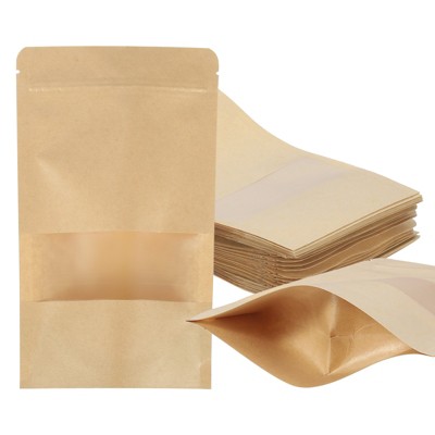 Unique Bargains Kraft Paper Zip Closure Clear Window Food Storage Containers 40 Pcs