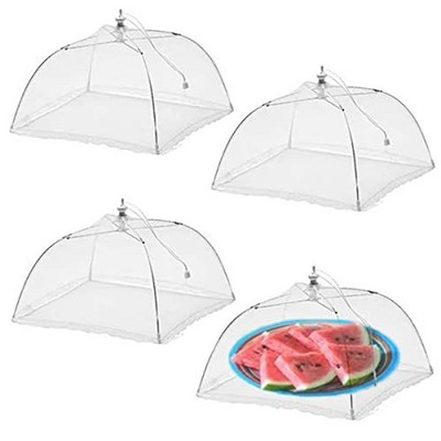 Simply Genius 4 Pack, 14x14” Pop-Up Mesh Food Covers for Outdoors, Screen Tents, Parties Picnics, BBQs, Reusable and Collapsible