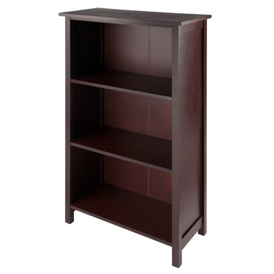 Winsome 42.99" 4 Tier Milan Storage Shelf or Bookshelf Medium Walnut: Mid-Century Modern, Wood Composite, Metal Hardware