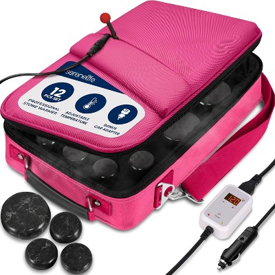 Portable Hot Stone Massage System with Digital Temp Controller for Relaxation, 12 Stones + Adjustable Settings