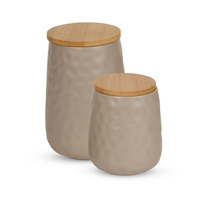 Design Imports Stone Matte Dimple Texture Ceramic Canister Set/2