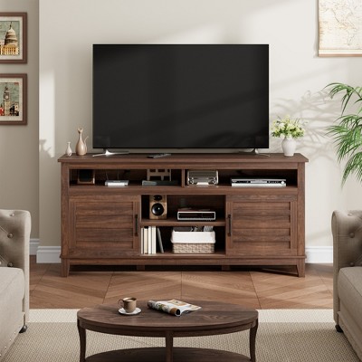 Modern TV Stand for 65 Inch, TV Semi-Open Double Door Cabinet with Shelves – Entertainment Center with 8 Storage for Living Room