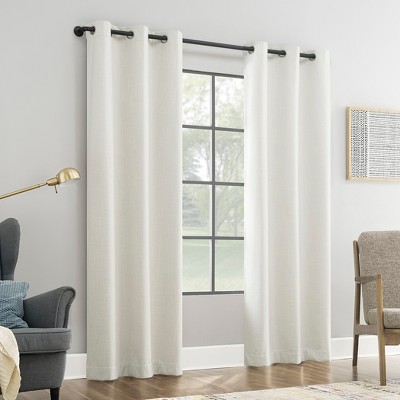 Sun Zero Aldwin Slub Texture Magnetic Closure 100% Blackout Grommet Curtain Panel