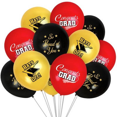 Treasures Gifted Red Graduation Balloon Bouquet - Red Graduation Party Supplies - 24 Pack