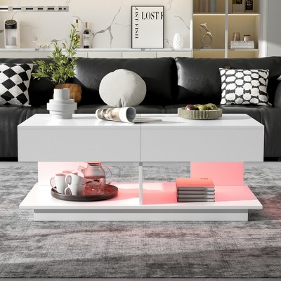 Zeus & Ruta Adjustable Lift-Top Coffee Table with Hidden Storage, Expandable from 41.3" to 76.7", Multi-Functional Centerpiece for Living Room