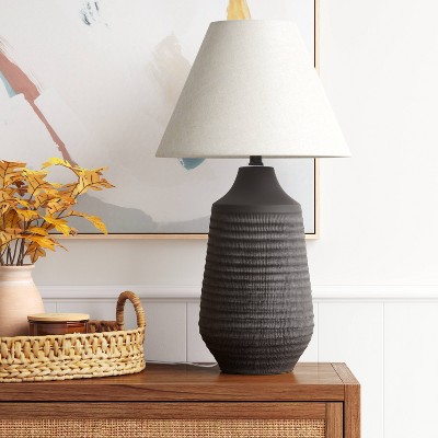 19"x8.5" Large Textured Ceramic Lamp Base Black - Threshold™: ETL Listed, No Assembly, 3-Way Switch