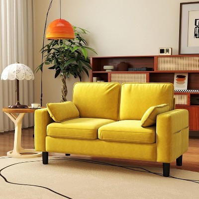 Kinsuite Loveseat Sofa Chair - 56" Modern Accent Chairs with Arms & Cushions,Mustard