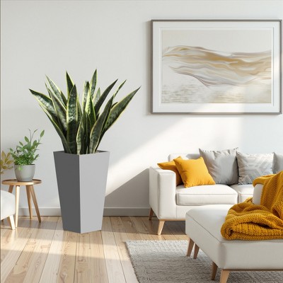 18" Outdoor Flower Plant Pots, Outsunny Tall Planters with Drainage Hole, Indoor Planters for Porch, Front Door, Entryway, Patio and Deck Gray
