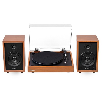 Electrohome Montrose Record Player Stereo System with 4" Bluetooth Powered Bookshelf Speakers, Vinyl-to-MP3 Recording