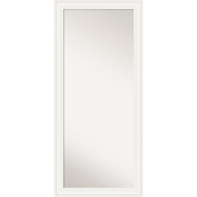 30" x 66" Non-Beveled Ridge White Full Length Floor Leaner Mirror - Amanti Art: Large, Wall-Mountable, Polystyrene Frame