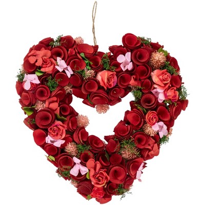 Northlight Artificial Floral Heart Valentine's Day Wreath - 13.5"