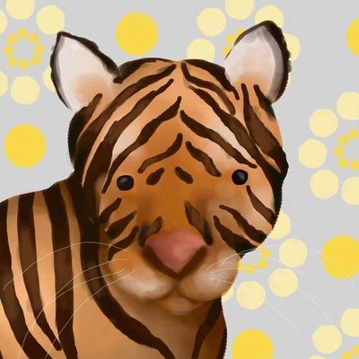 Oopsy Daisy's Aaron the Tiger - Yellow & Grey Canvas Wall Art - Size 10x10