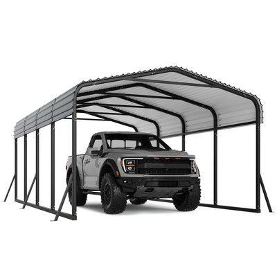 20 x 30 FT Metal Carport with Galvanized Steel Roof, Heavy Duty Metal Roof Carport with Enhanced Base, Tall MetalCarport Kits Garage for Tractors