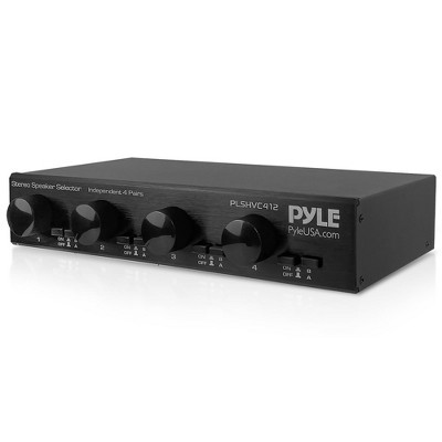 Pyle 4-Channel Stereo Speaker Selector - Volume Control, Rugged Housing, Cabinet Heat Sink - Plug and Play Easy Install - PLSHVC412
