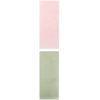REGALWOVEN Solid Stripe Pattern Bathroom Face Hand Towels 14" x 30"/13" x 30" 2 Pcs