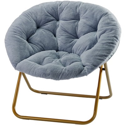 JIONJOY Foldable Faux Fur Saucer Chair - Gift-Ready Cozy Lounge Chair for Teens, Portable Seat for Bedroom, Dorm, Birthday Gifts