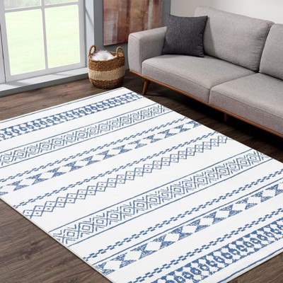 TROPOW Large Area Rug Boho Washable Rugs for Living Room Ultra-Soft Non-Slip Backing Accent Bedroom Rug Low Pile Non-Shedding Floor Carpet