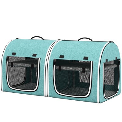 Munora 39" Portable 2-in-1 Pet Cat Carrier with Divider - Convertible Soft-Sided Carrier with Storage Bag, Green