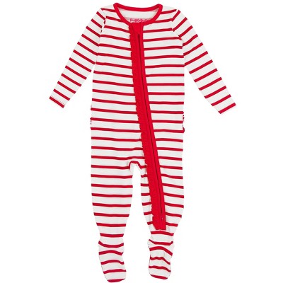 RuffleButts Modal Blend Baby Girls Ruffle One Piece Footie Pajamas