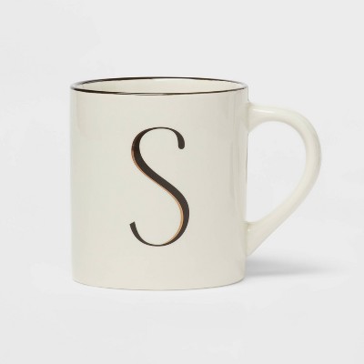 16oz Stoneware Monogram Mug Ivory - Threshold™