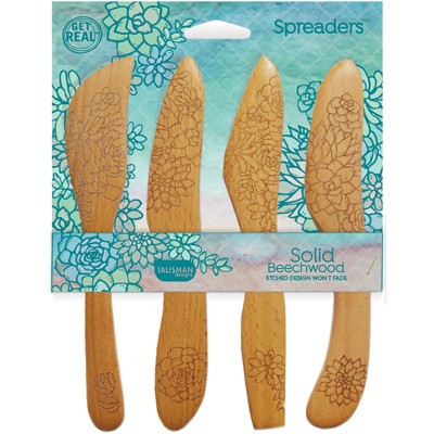 Talisman Designs Beechwood Spreaders, Succulent Collection, Set of 4