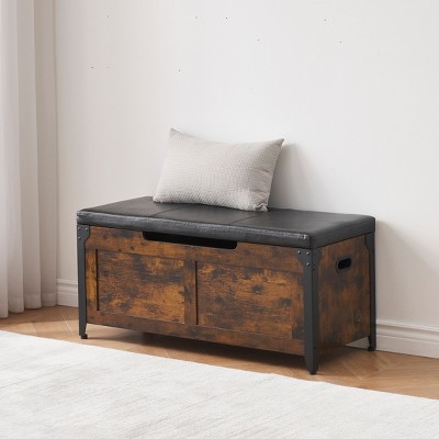 Lift-Top Storage Bench - Entryway Shoe Storage with Safety Hinges & Multi-Functional Design