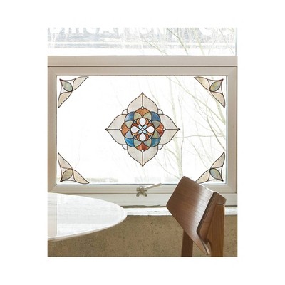 Artscape 12" x 12" Venice Amber Accent Window Film : Vinyl , Classic Pattern Multicolor