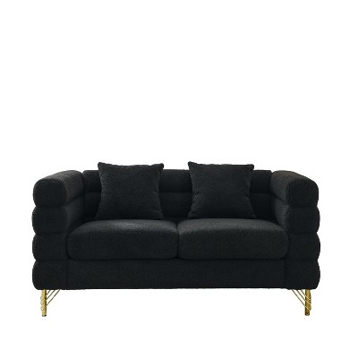 TiramisuBest 81" Oversized 3-Seater Black Sectional Sofa: Deep Seating, Comfort Fabric, Soft with 3 Pillows, for Living Room, Bedroom & Office!