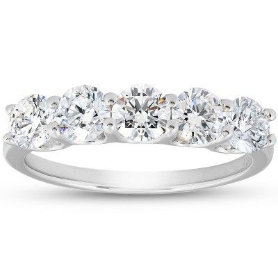 Pompeii3 1 1/4 Ct Lab Created Diamond Five Stone Wedding Ring 14k White Gold U Prong
