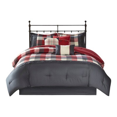Gracie Mills Nanette 7-Piece Bufallo Plaid Printed Herringbone Comforter Set